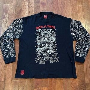 Vintage Brooklyn Xpress Black Thermal Ribbed LS Shirt